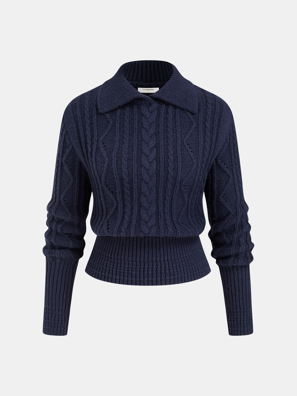 Wool-Blend Cable-Knit Waist-Defined Sweater for Women