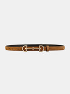 Horsebit Buckle Leather Belt Classic Adjustable Design