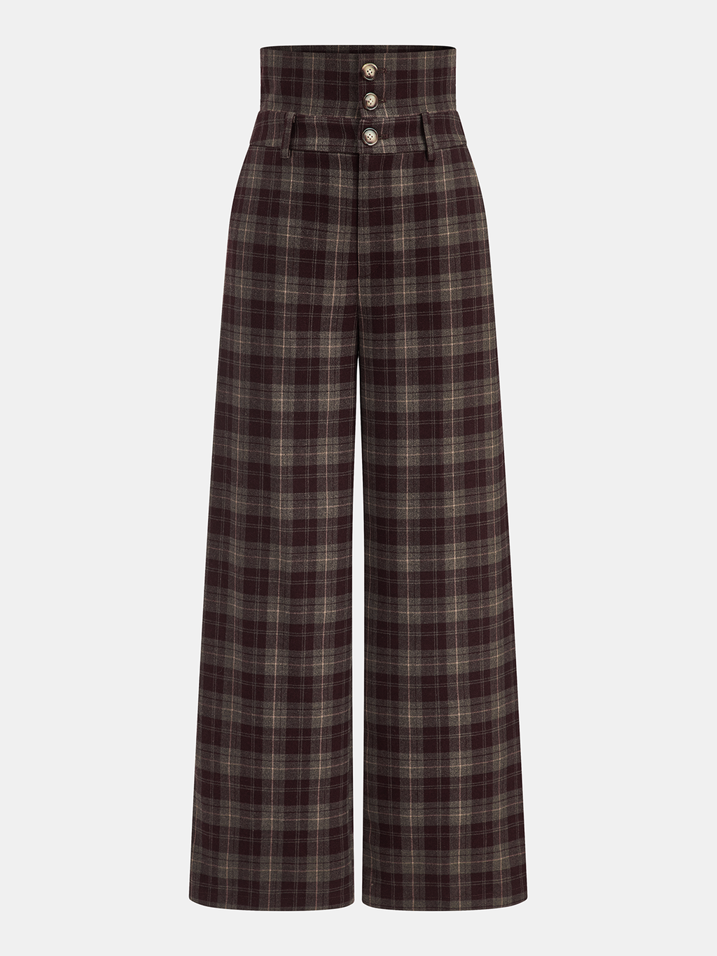 High-Waisted Plaid Wide-Leg Pants for Women Casual Comfort