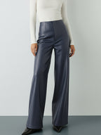 High-Waist PU Leather Wide-Leg Pants for Women Trendy Fashion