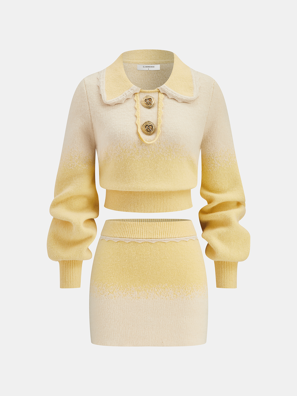 Ombre Knitted Top and Mini Skirt Set with Cozy Stretch Fabric