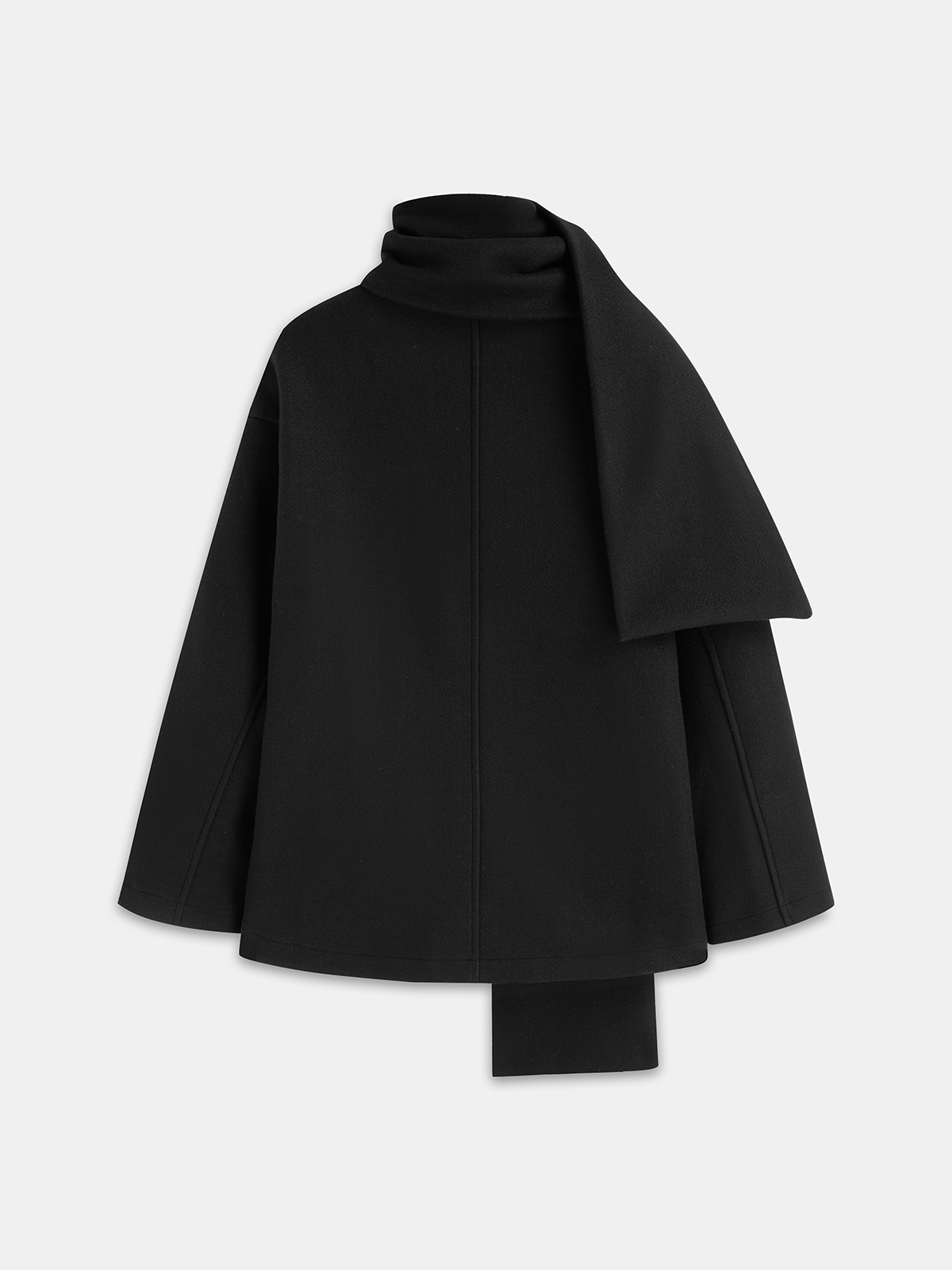 Scarf-Accented Wool Jacket for Winter Weather Layering