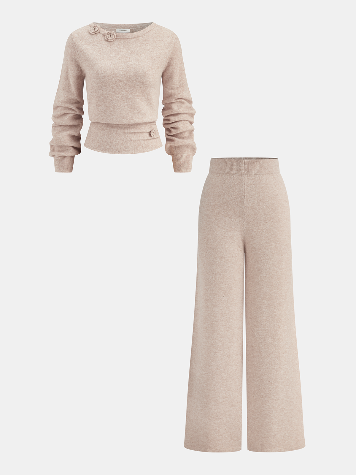 Knit Wide-Leg Pants Comfortable Stretch Waistband