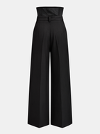 Corset Waist Pleated Wide Leg Pants - Comfortable High-Waisted Design for Women