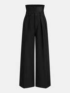 Corset Waist Pleated Wide Leg Pants - Comfortable High-Waisted Design for Women