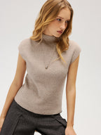 Mock Neck Sleeveless Knit Vest Women's Casual Layering