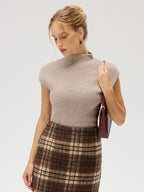 Mock Neck Sleeveless Knit Vest Women's Casual Layering