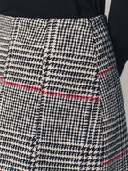 Double Belt Accent Houndstooth Mini Skirt for Women Trendy Winter Wear