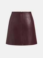Asymmetric Ruched Faux Leather Mini Skirt for Women High Waist Fashion