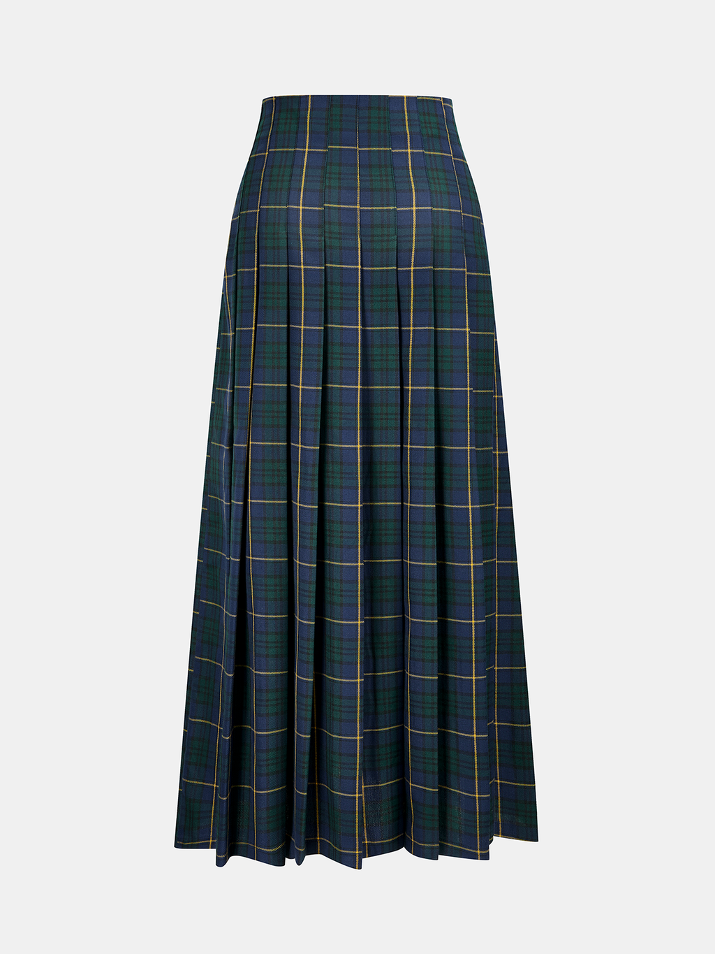Pleated Plaid Buckle Maxi Skirt with Adjustable Waistband