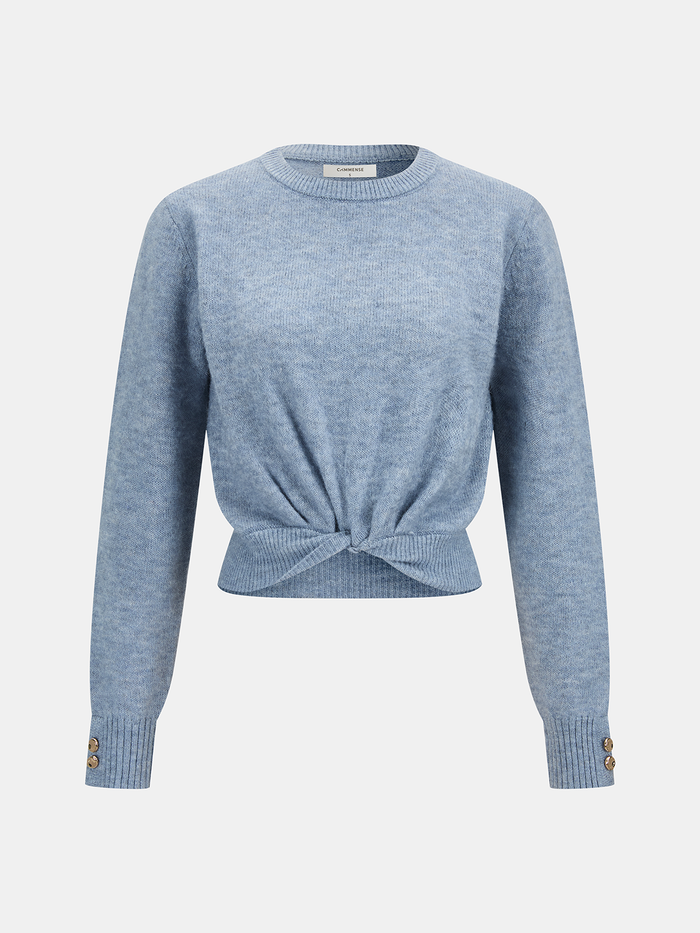 Wool-Blend Knot-Front Sweater Comfortable and Stylish Pullover