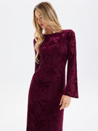Floral-Jacquard Backless Maxi Dress for Women with Elegant Evening Design