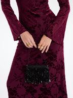 Floral-Jacquard Backless Maxi Dress for Women with Elegant Evening Design