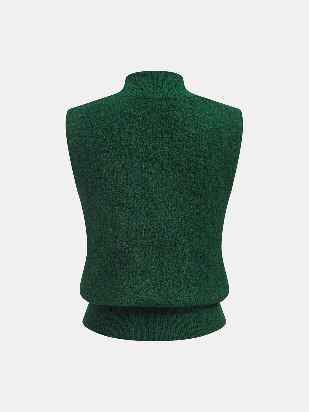 Metal Detail Mock Neck Wool Blend Vest with Button Accents and Tailored Fit