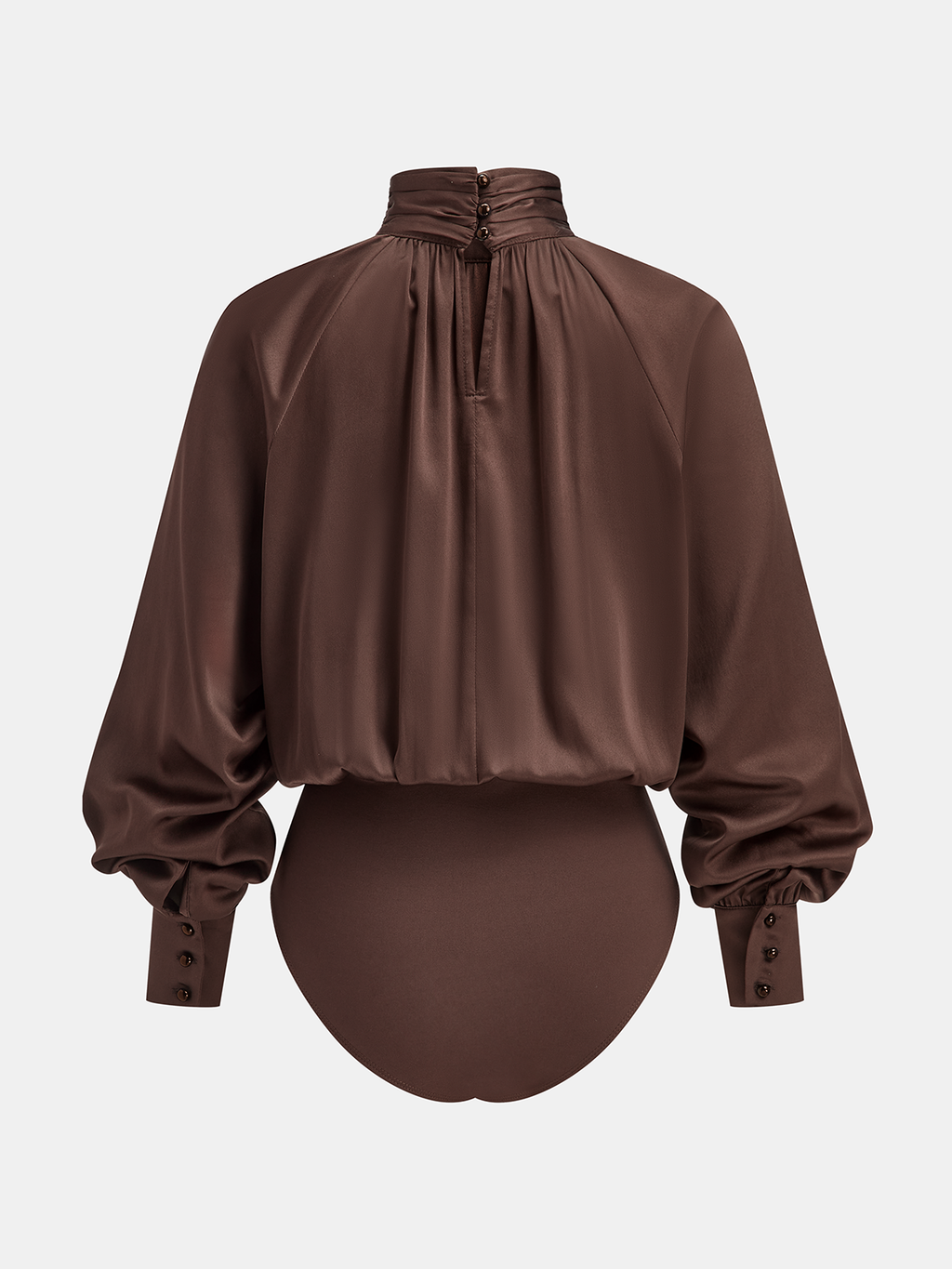 Satin Turtleneck Bodysuit for Women Long Sleeve Slim Fit
