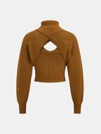 Turtleneck Overlay and Cami Top Knit Two-Piece Set, Stylish Winter Layering Essentials