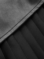 Faux Leather Ruched Pleated Mini Skirt Trendy High Waist Fashion