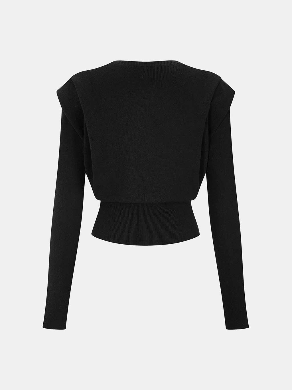 Structured-Shoulder Cinched-Waist Knit Top for Women: Sleek & Versatile Style
