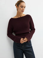 Wool Blend Off-Shoulder Sweater Cozy Winter Essential