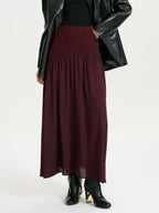 Knit & Chiffon Paneled Flowy Maxi Skirt - Lightweight Summer Fashion Essential