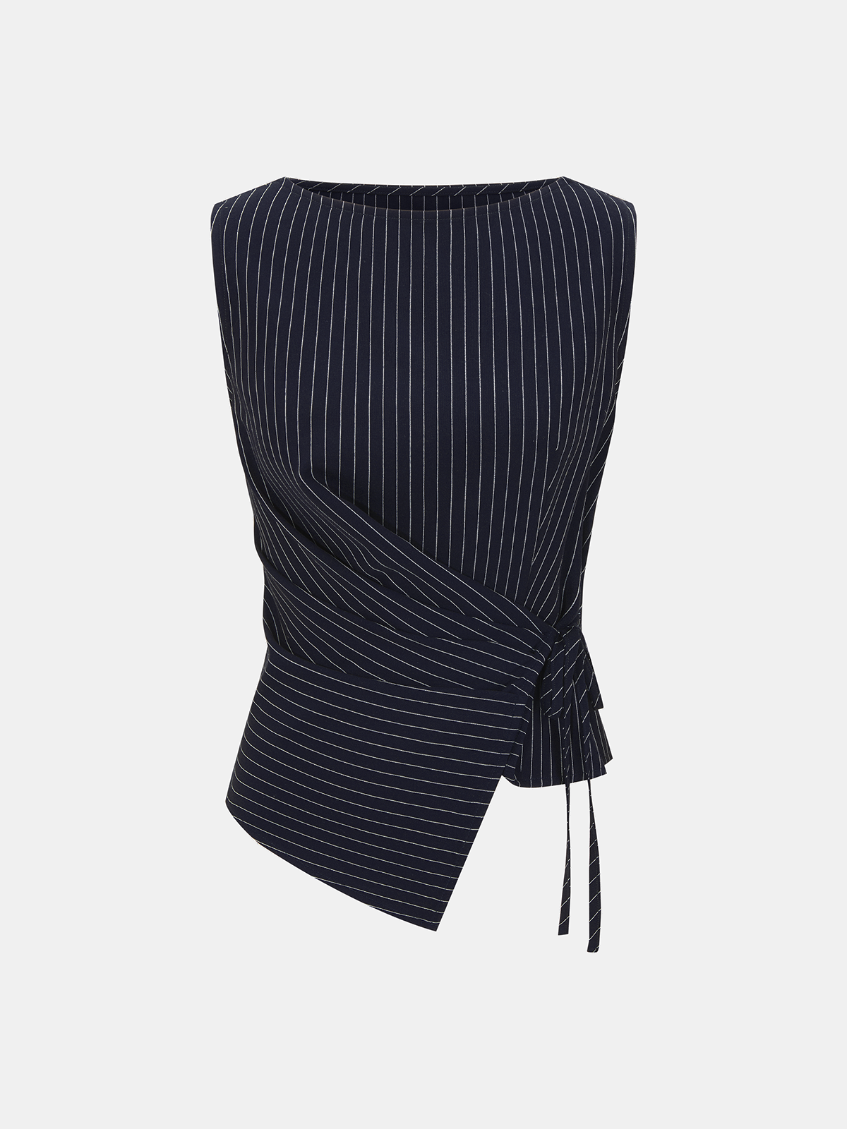 Pinstripe Wrap Top & Wide-Leg Pants Set for Women Office Wear