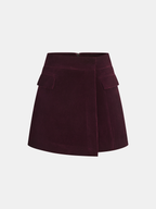 Metal Buckle Corduroy Jacket & Mini Skirt Set, Fashionable Women's Winter Outfit