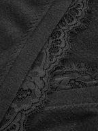 Lace-Trimmed Wrap V-Neck Knit Top for Women Casual Wear