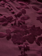 Velvet Floral Mesh Mock Neck Top Lightweight Long Sleeve Pullover