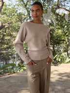 Metal Detail Ribbed Knit Sweater Women's Cozy Winter Top