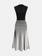 Sleeveless Mock Neck Striped Midi Dress for Women, Casual Summer Style