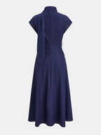 Tie-Neck Belted Sleeveless Maxi Dress for Elegant Summer Evening Events