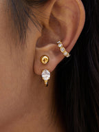 Zircon Accent Gold-Tone Earrings Elegant Bridal Jewelry Gift