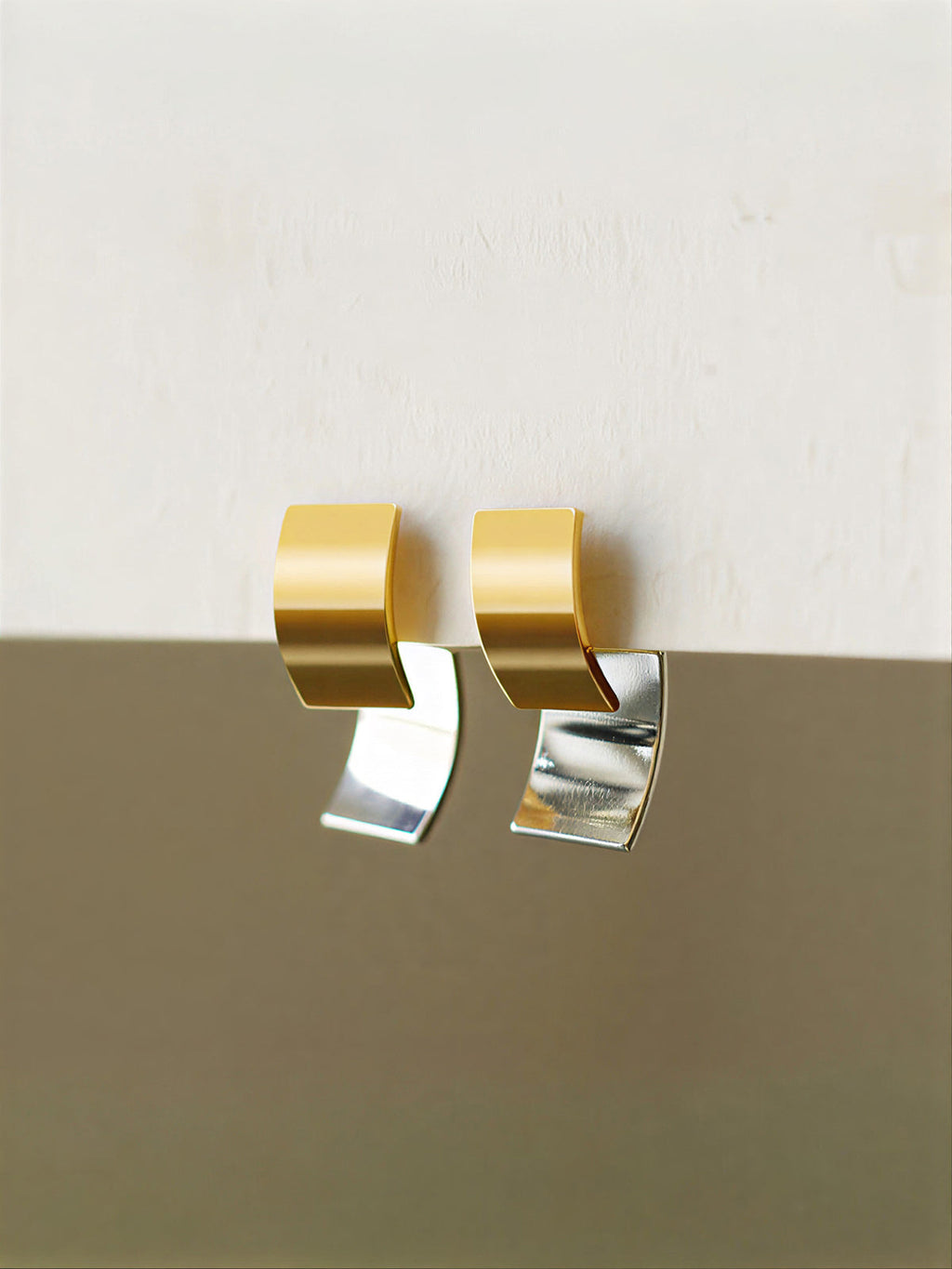 Two-Tone Minimalist Hoop Earrings, Modern Chic Versatile Jewelry Piece
