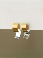 Two-Tone Minimalist Hoop Earrings, Modern Chic Versatile Jewelry Piece