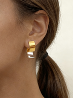 Two-Tone Minimalist Hoop Earrings, Modern Chic Versatile Jewelry Piece