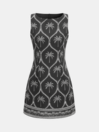 Sleeveless Palm Tree Print Mini Dress for Summer Beachwear