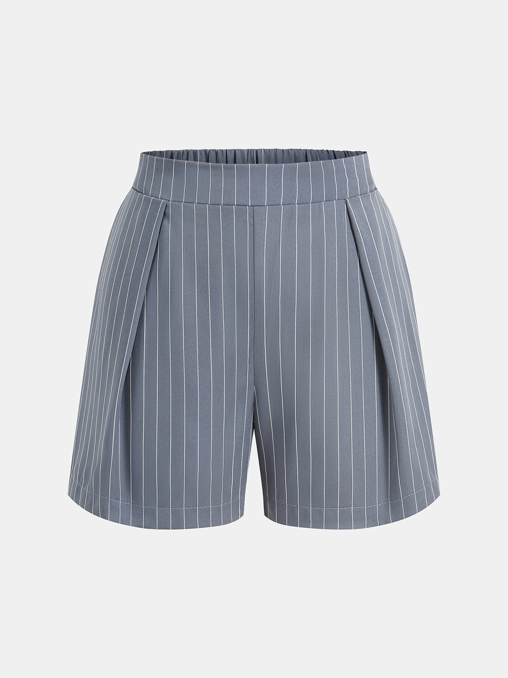 Striped Buttoned Vest & Pleated Shorts Set for Spring Casual Wear