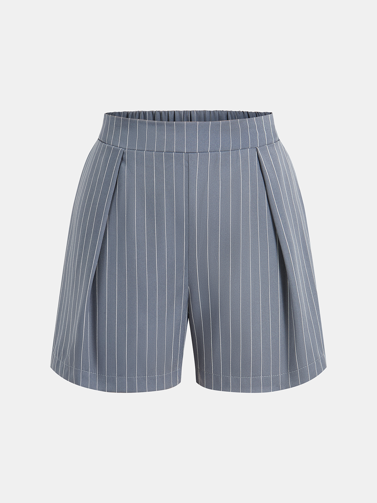 Striped Buttoned Vest & Pleated Shorts Set for Spring Casual Wear