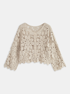 Cropped Floral Crochet Cardigan for Women Spring Fashion
