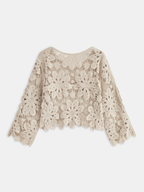 Cropped Floral Crochet Cardigan for Women Spring Fashion