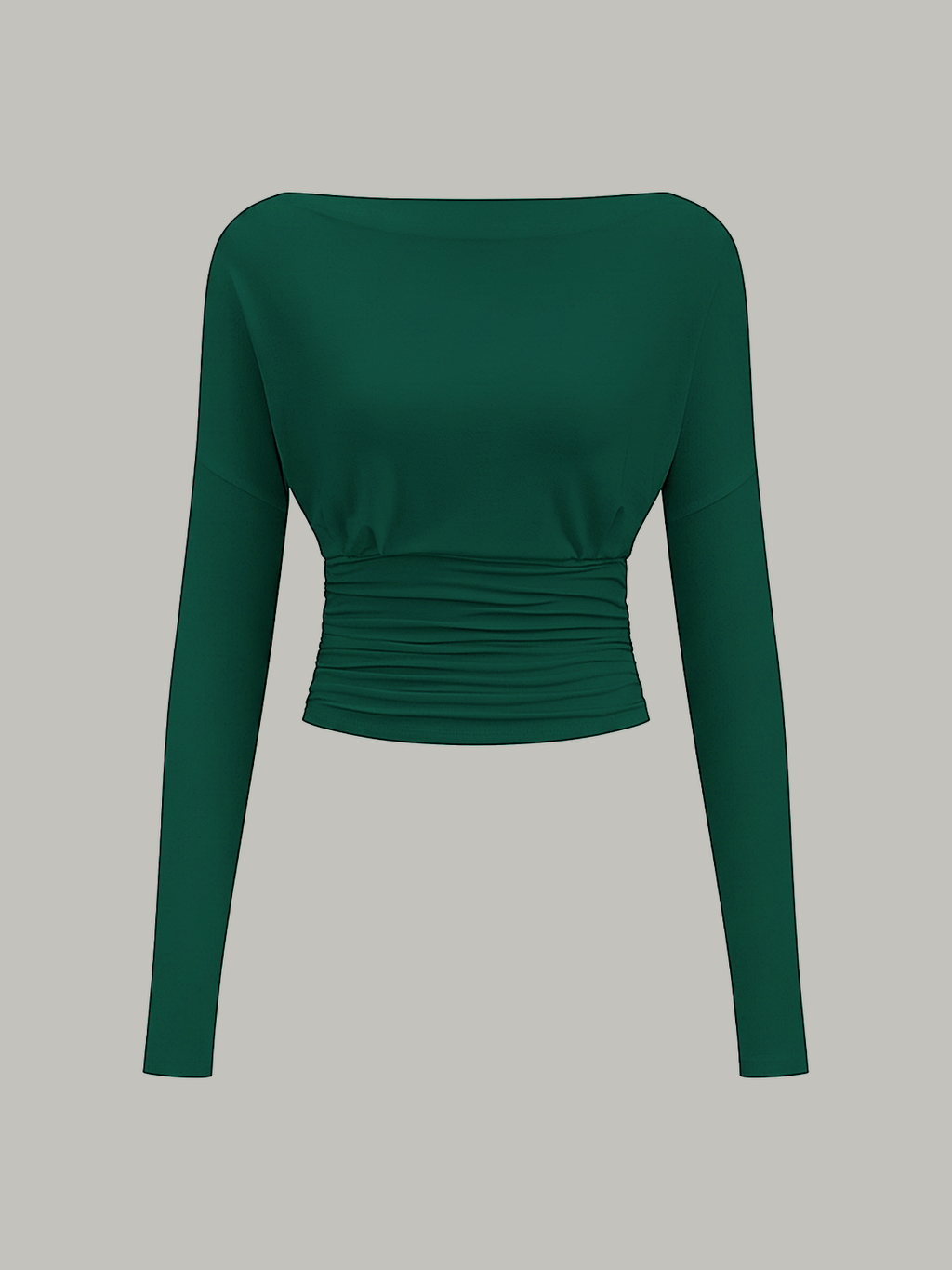 Semi-Sheer Ruched Waist Long-Sleeve Top for Women Casual Fit