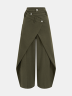 Cross-Front Wide-Leg Jeans for Women High Waist Casual Fit