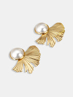 Ginkgo Leaf Pearl Earrings Handmade Delicate Jewelry Gift
