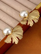 Ginkgo Leaf Pearl Earrings Handmade Delicate Jewelry Gift