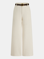 Belted Linen-Blend Wide-Leg Pants for Women, Summer Casual Fit