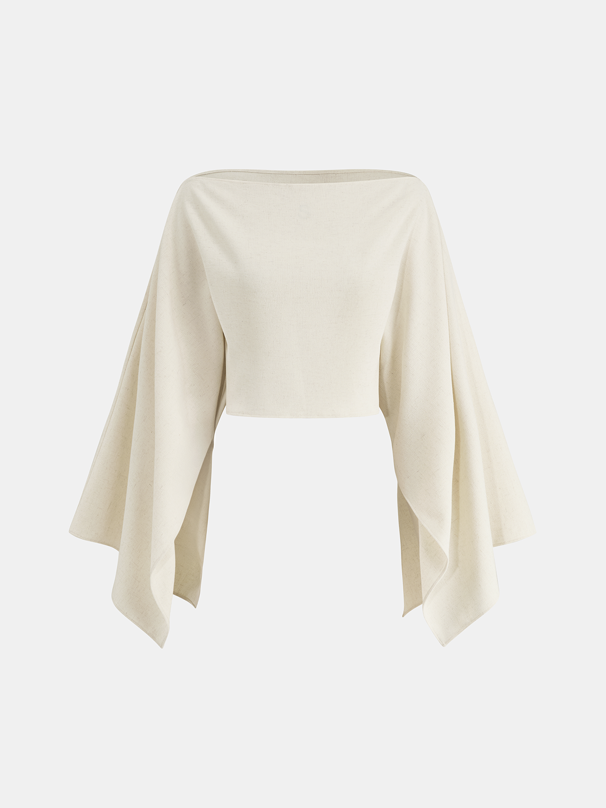 Dramatic Sleeve Linen-Blend Cropped Top for Women Summer Fashion