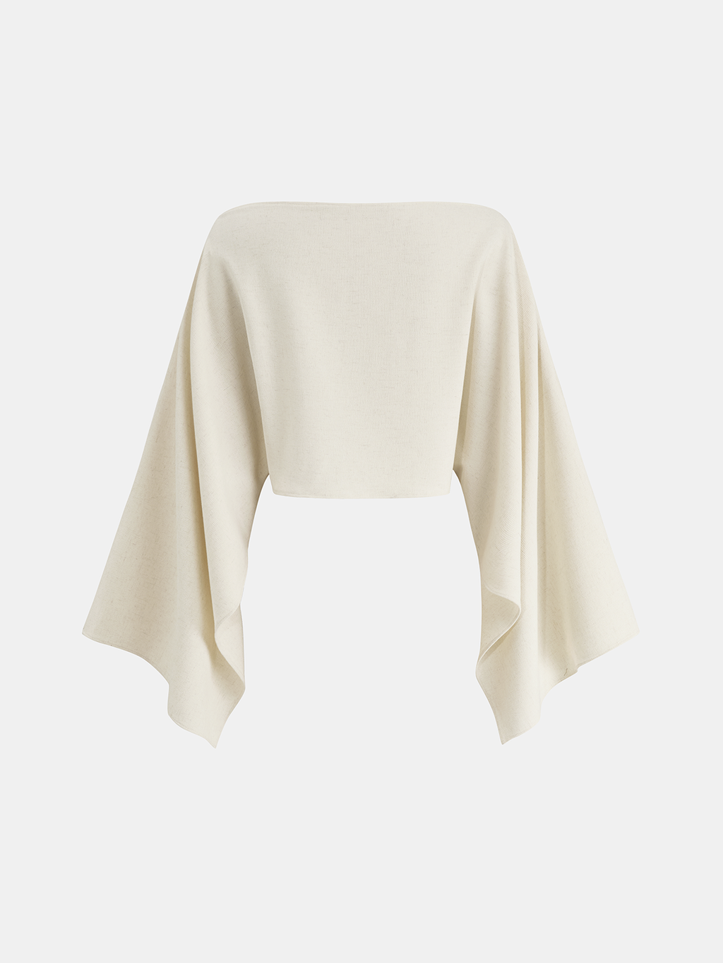 Dramatic Sleeve Linen-Blend Cropped Top for Women Summer Fashion