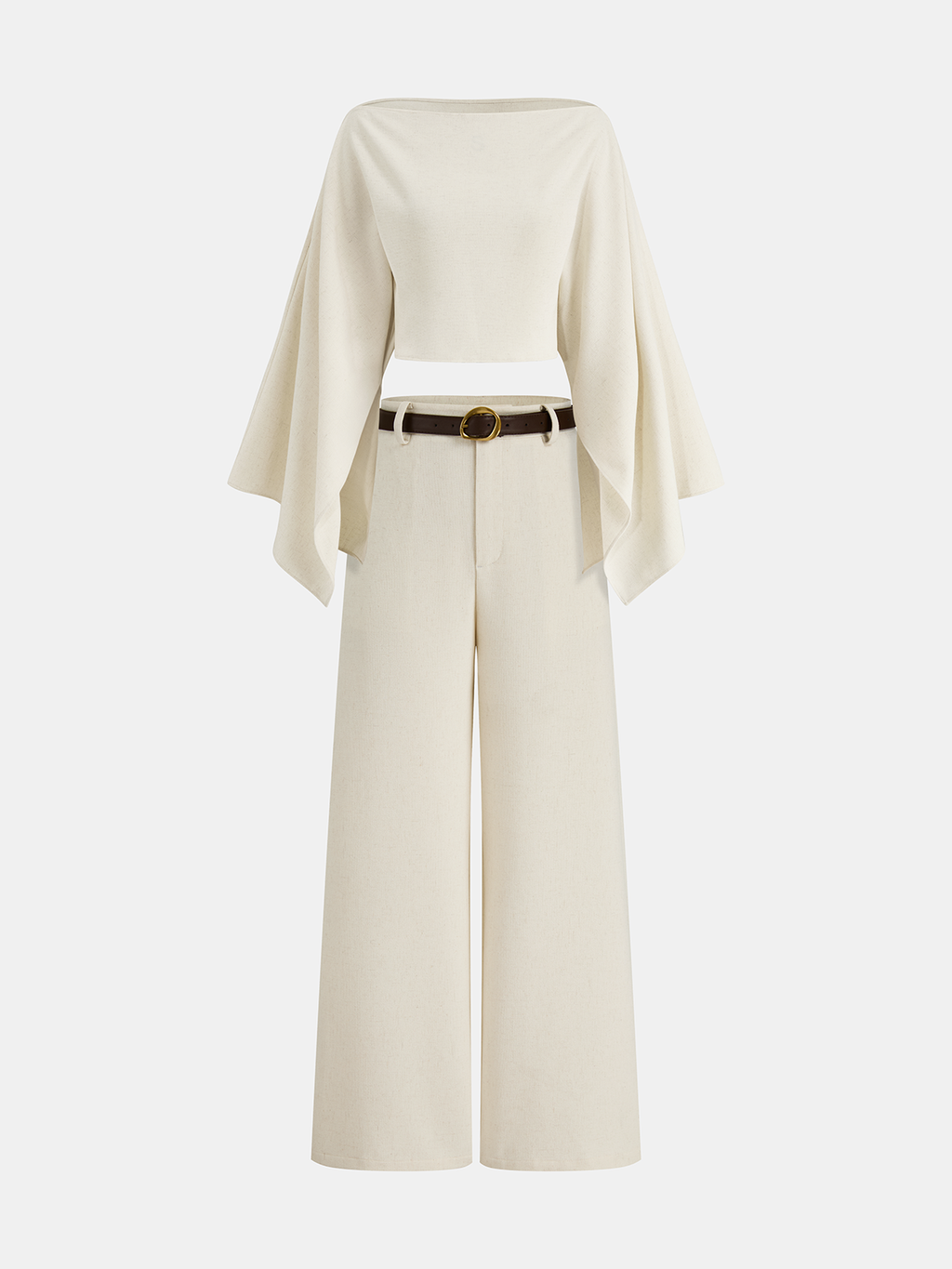 Dramatic Sleeve Linen-Blend Cropped Top for Women Summer Fashion