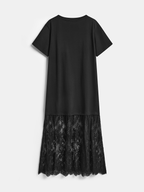 Lace Panel Short Sleeve Maxi Dress for Elegant Evenings