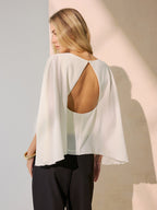 Backless Draped Cape-Sleeve Blouse Women's Elegant Evening Wear